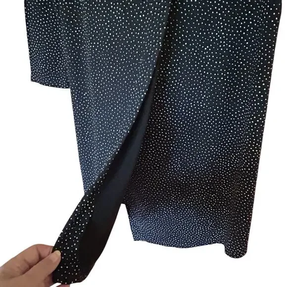 J. JILL Wearever Women’s Black White Polka Dot Faux Wrap Jersey Dress Size PL - Picture 5 of 12